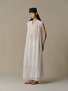 INTO THE EAST 25 Autumn/Winter Water-soluble Floral Round Neck Drawstring Dress ITE-E1DGSS030WT20DS-BAI White